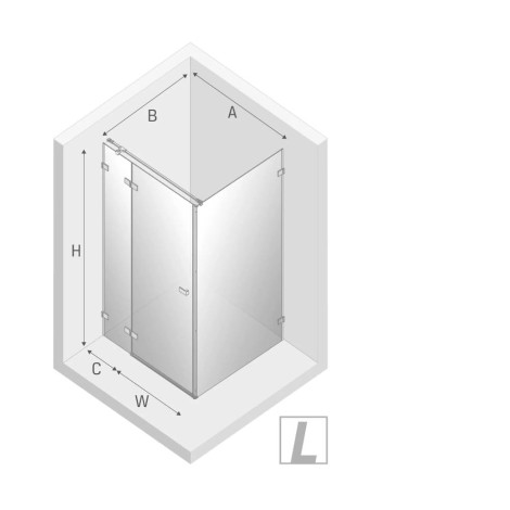 New Trendy Avexa gunmetal brushed kabina prostokątna lewa 120x80x200 cm-rys.tech.