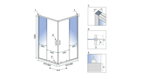 Rea City kabina prysznicowa 90x90 złoto szczotkowane