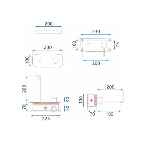 REA OVAL bateria umywalkowa podtynkowa + box , złoto