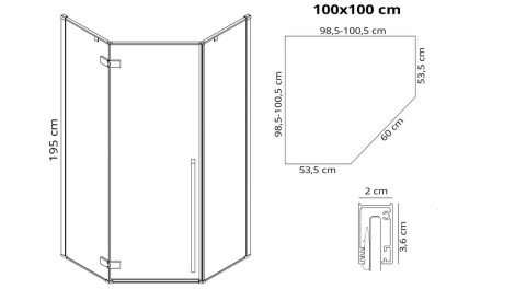 Rea Diamond kabina prysznicowa 100x100 black