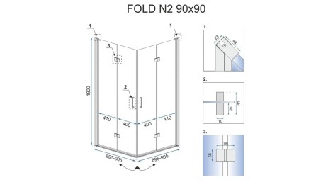Rea Fold N2 kaibina prysznicowa 90x90 chrom