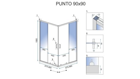 Rea Punto Kabina prysznicowa 90x90 chrom