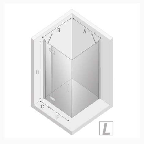 New Trendy New Renoma kabina prostokątna lewa black 100x90x195 cm-rys.tech.