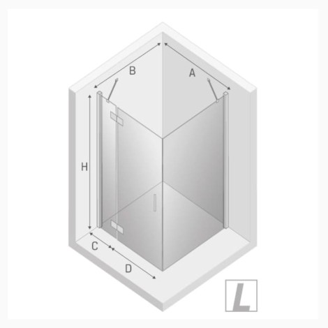 New trendy New Renoma kabina prostokątna lewa chrom 100x90x195 cm-rys.tech.