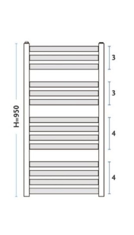 Gorgiel Ebro grzejnik łazienkowy 95x50 srebrny mat - rysunek techniczny.