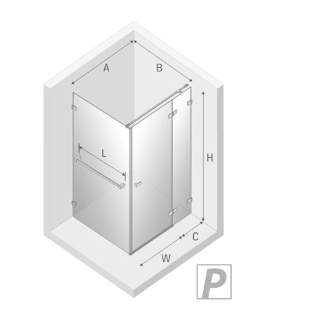 New Trendy Avexa gunmetal brushed kabina kwadratowa prawa 100x100x200 cm