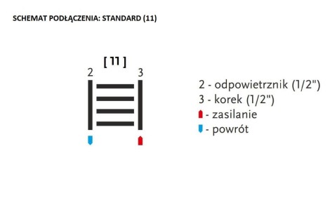 Gorgiel Ebro grzejnik łazienkowy 95x50 srebrny mat - schemat.