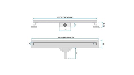 Rea Neox slim pro odpływ liniowy 80 stal szczotkowana