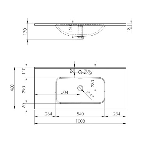 Elita Skappa umywalka meblowa 100x46cm black mat