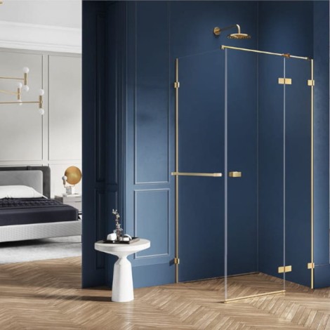 New Trendy Avexa gold brushed kwadratowa prawa 90x90x200 cm
