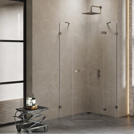 New Trendy Avexa kabina pięciokątna prawa gunmetal brushed 90x90x200
