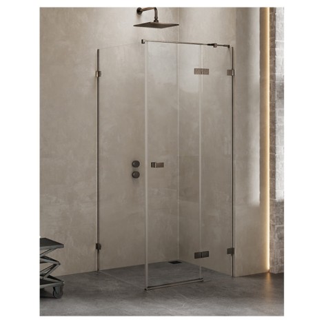 New Trendy Avexa kabina prostokątna prawa gunmetal brushed 90x120x200 cm