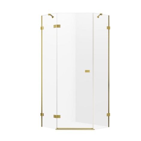 New Trendy Avexa kabina pięciokątna lewa gold brushed 90x90x200 cm