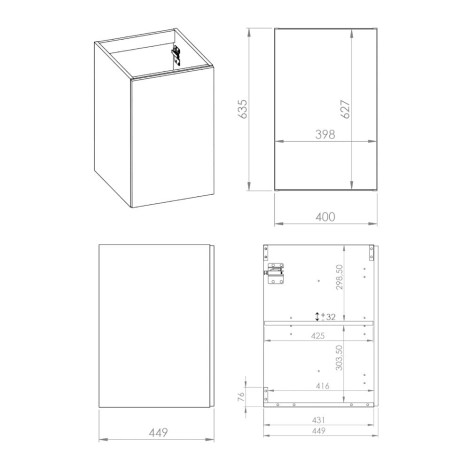 Elita Look komoda 40 1D antracyt mat
