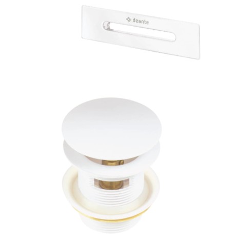 Deante korek  click-clack wannowy zestaw z przelewem prostokontnym biały