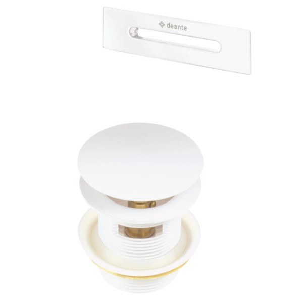 Deante korek  click-clack wannowy zestaw z przelewem prostokontnym biały