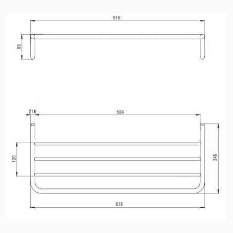 Deante Silia półka żeberkowa ścienna chrom