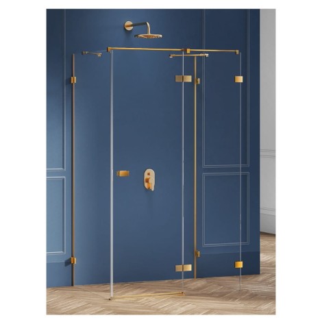 New Trendy Avexa kabina prostokątna przyścienna prawa gold brushed 120x90x200 cm