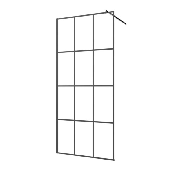 Invena Walk in kabina geometryczna kratka czarny 100x200cm