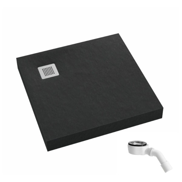 Schedpol New Horizons black stone brodzik kwadratowy 90x90cm