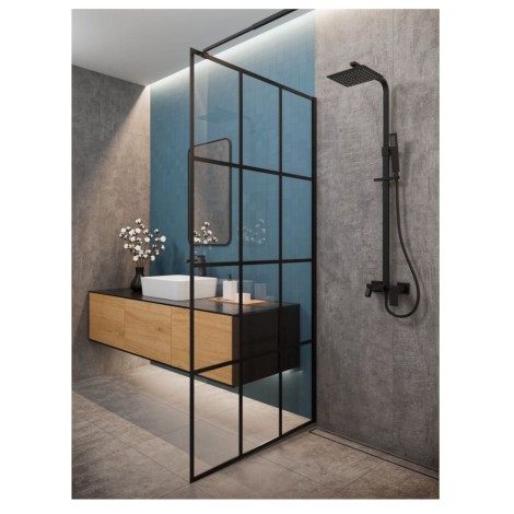Invena Walk in kabina geometr, czarny 100x200cm