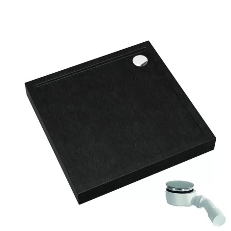 Schedpol Competia New Black Stone brodzik kwadratowy 80x80cm