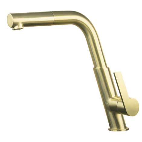 Deante Silia bateria zlewozmywakowa z wyciąganą wylewką złoto szczotkowane