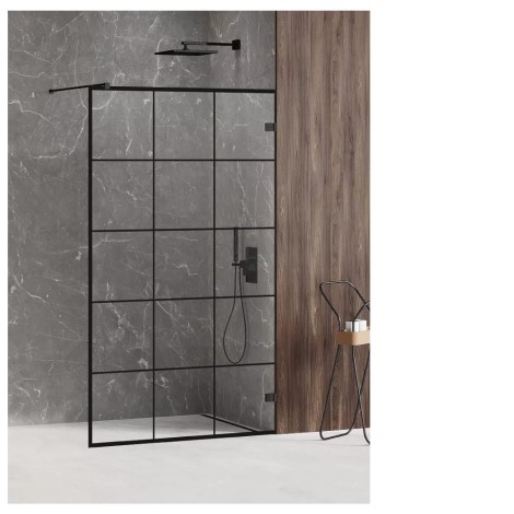 New Trendy Avexa black kratka walk-in 90x200 cm
