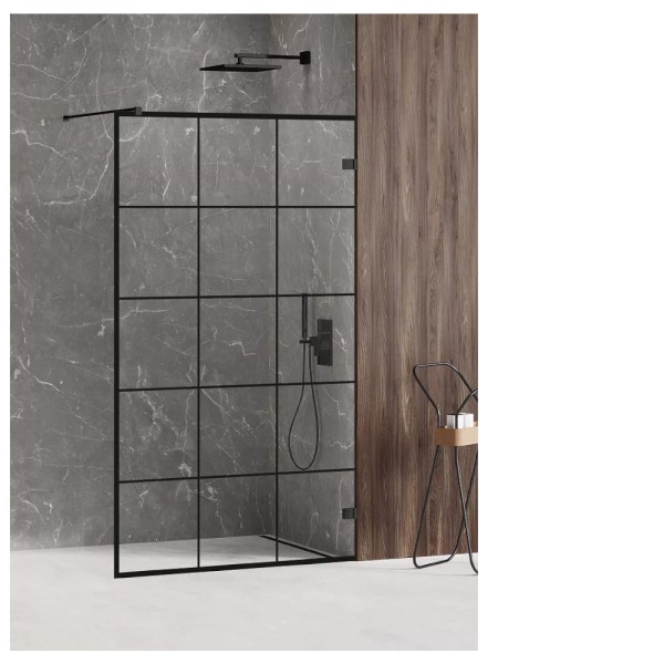 New Trendy Avexa black kratka walk-in 90x200 cm