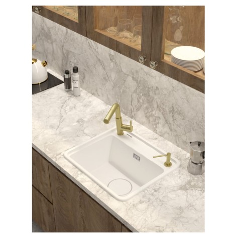 Deante Silia bateria zlewozmywakowa z wyciąganą wylewką złoto szczotkowane