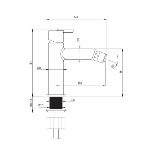 Deante  Silia bateria bidetowa titanium