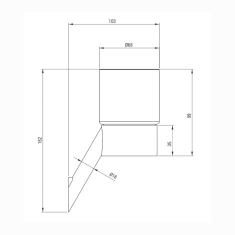 Deante Silia kubek ścienny chrom - rysunek techniczny.