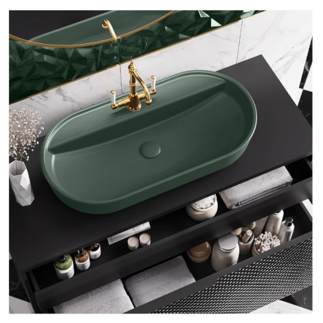 Elita Babette umywalka nablatowa 82x42cm forest green mat