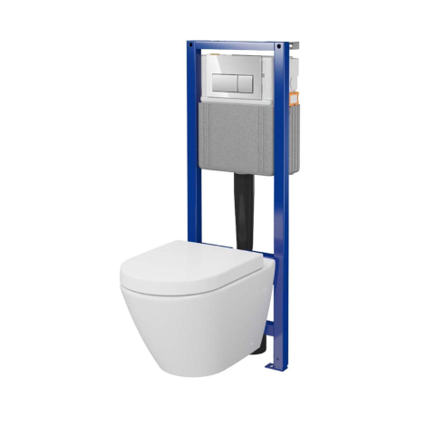 Cersanit Mesto Oval zestaw podtynkowy z miską wc , deską i przyciskiem chrom