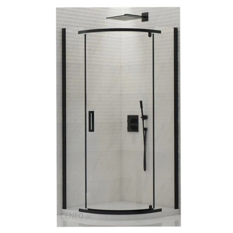 New Trendy New Komfort kabina półokrągła black szkło czyste 80x80x195