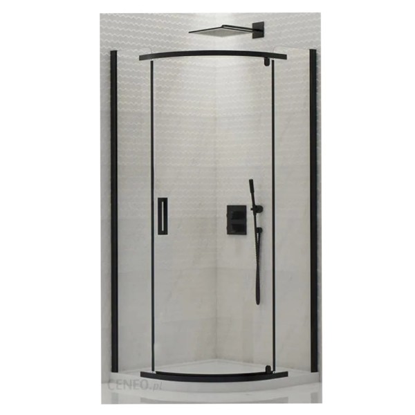 New Trendy New Komfort kabina półokrągła black szkło czyste 80x80x195