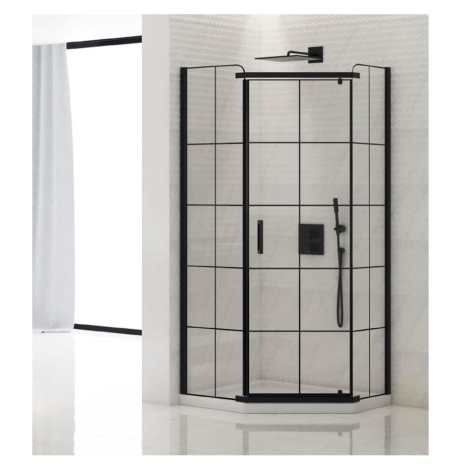New Trendy New Komfort kabina pięciokątna black szprosy 90x90x195