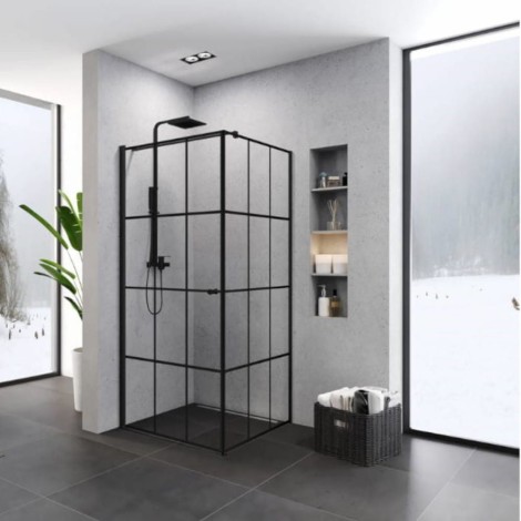 New Trendy Superia kabina kawadratowa black lewa 90x90x195