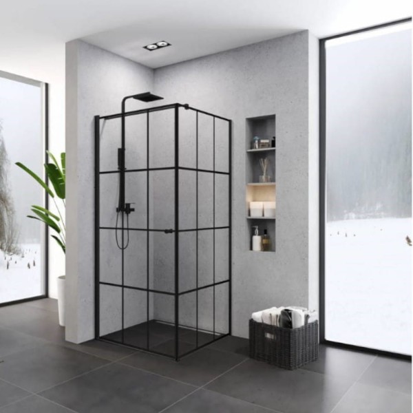 New Trendy Superia kabina kawadratowa black lewa 90x90x195