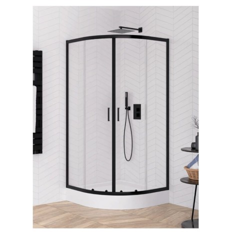 New Trendy Suvia kabina półokrągła czarna z brodzikiem Maro 80x80x201