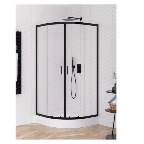 New Trendy Suvia kabina półokrągła black r55 z brodzikiem Maro 90x90x201