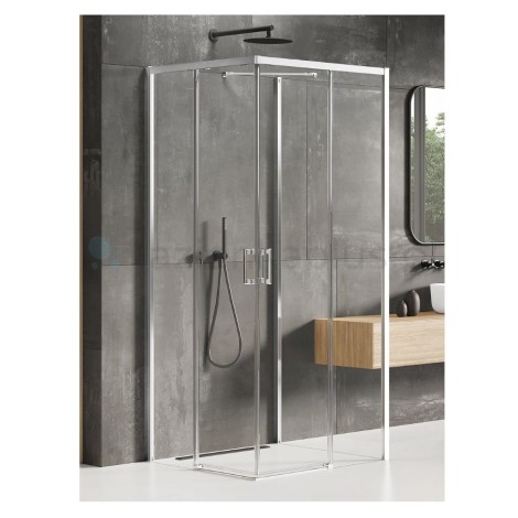 New Trendy Prime kabina prostokątna przyścienna prawa chrom 100x80x200