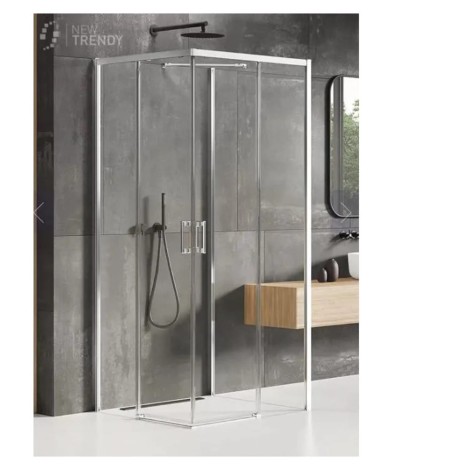 New Trendy Prime kabina przyścienna lewa chrom 100x80