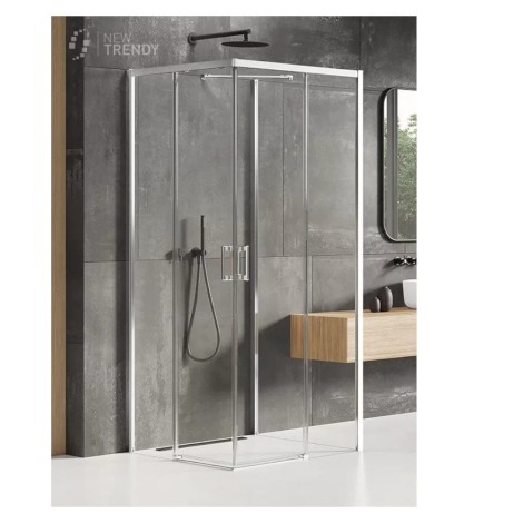 New Trendy Prime kabina prostokątna przyścienna lewa chrom 100x90x200