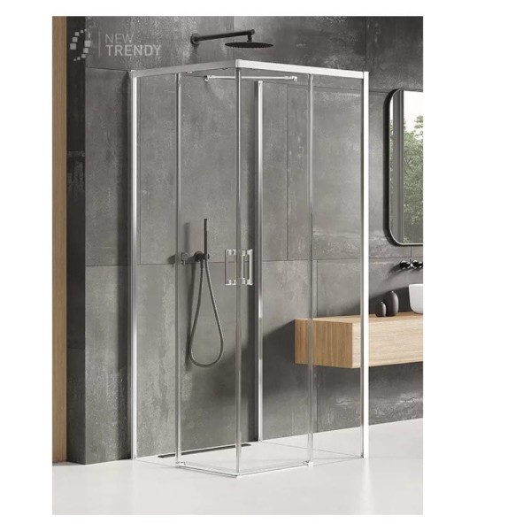 New Trendy Prime kabina prostokątna przyścienna lewa chrom 100x90x200