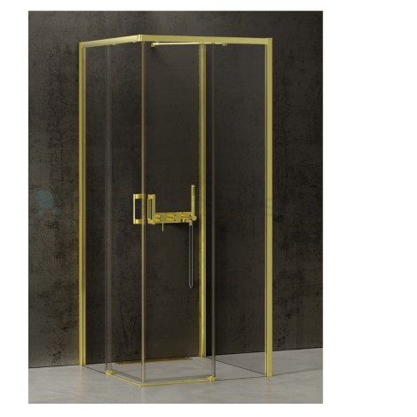 New Trendy Prime kabina prostokątna przyścienna lewa light gold 90x100x200