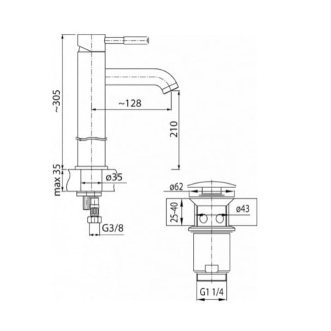 VALVEX Vegane NERO bateria umywalkowa stojąca, chrom/czarna