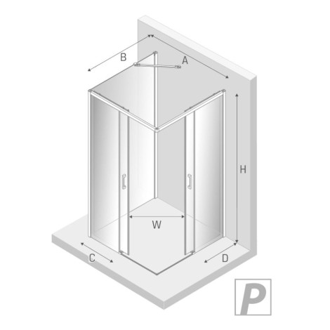 New Trendy Prime kabina prostokątna przyścienna prawa chrom 700x100x200
