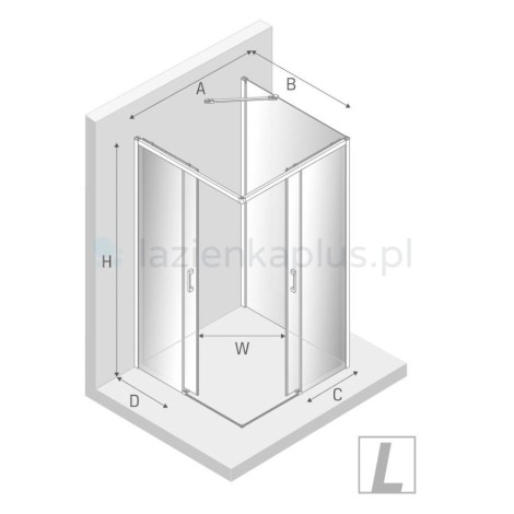 New Trendy Prime kabina prostokątna przyścienna light gold lewa 100x90