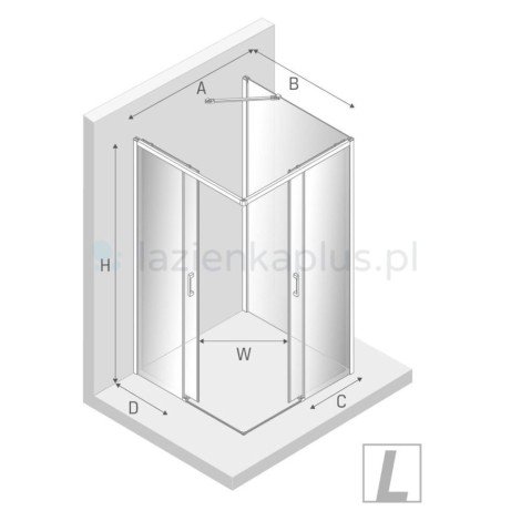 New Trendy Prime kabina prostokątna przyścienna lewa chrom 100x90x200